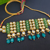 Neel Mehar Kundan Choker Set - Traditional Elegance in Green & Gold